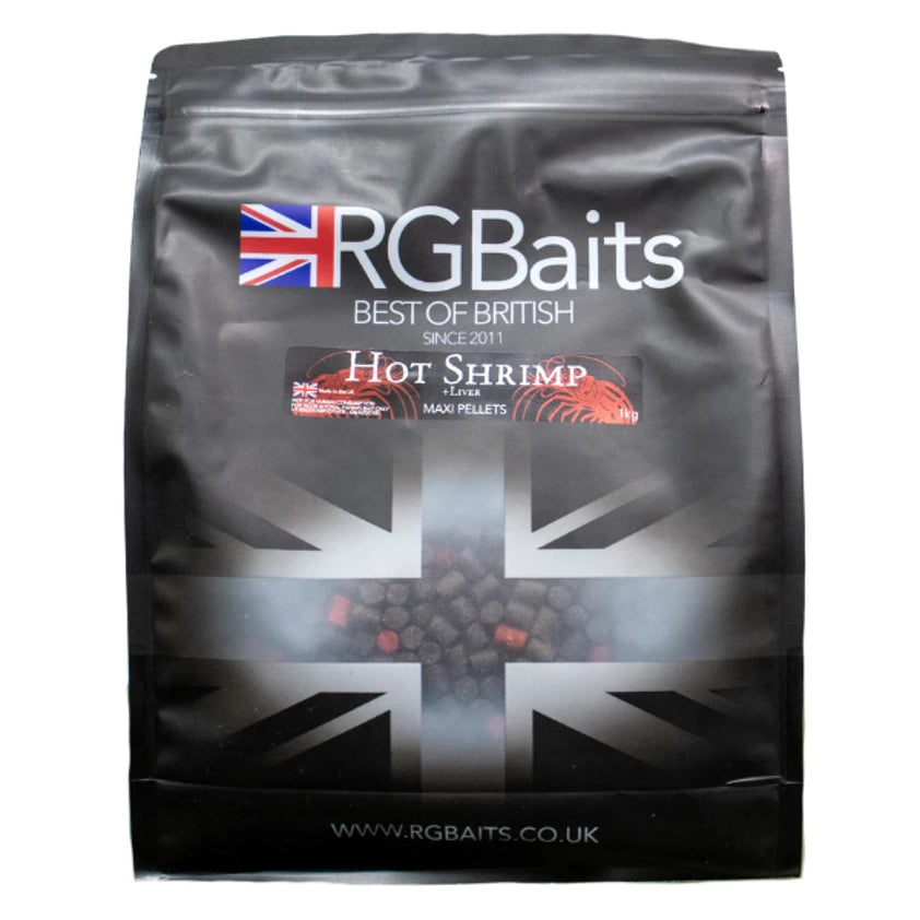 RG Baits Hot Shrimp + Liver maxi Bag Pellets – 6mm 1kg