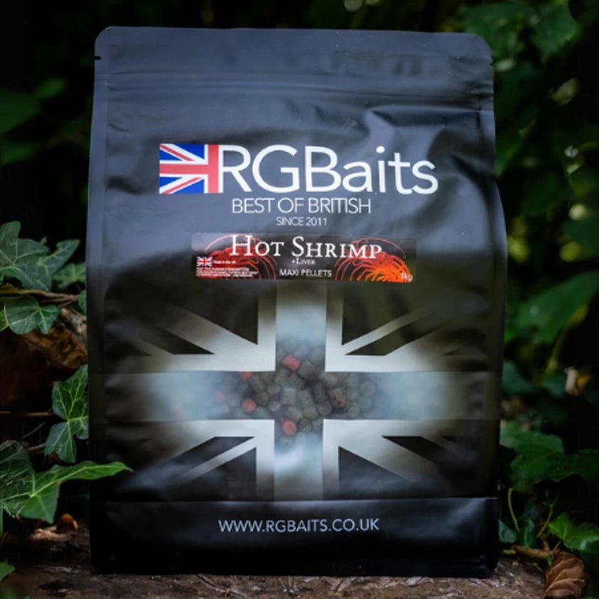 RG Baits Hot Shrimp + Liver maxi Bag Pellets – 6mm 1kg