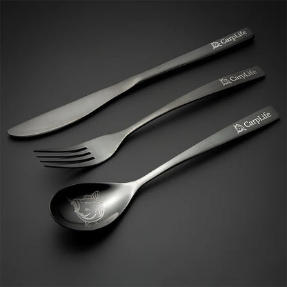 CarpLife Black Etched Stainless Steel Cutlery Set