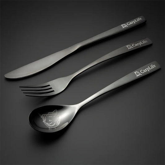 CarpLife Black Etched Stainless Steel Cutlery Set