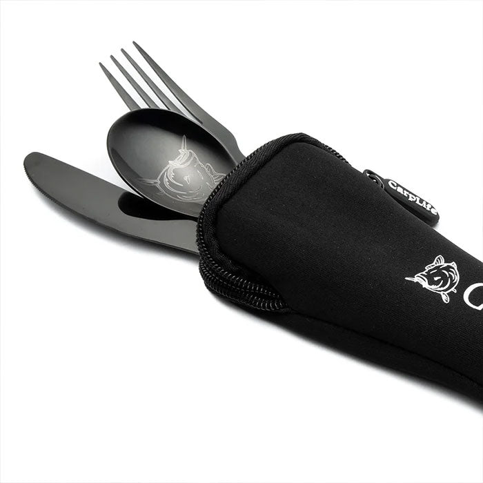 CarpLife Black Etched Stainless Steel Cutlery Set